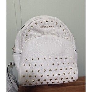 Michael Kors Women's Abbey Medium Studded Leather Backpack White
